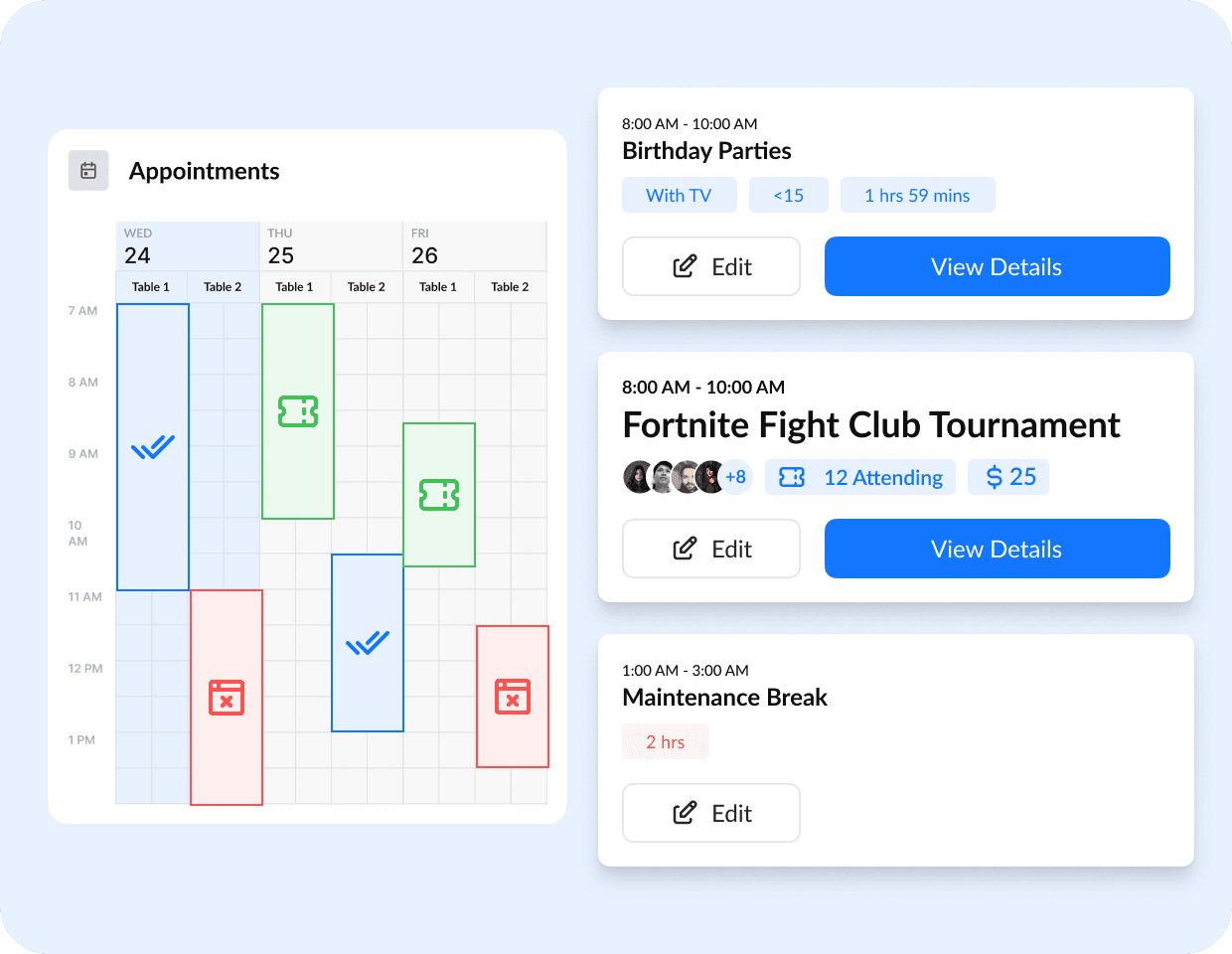 All your bookings at a place